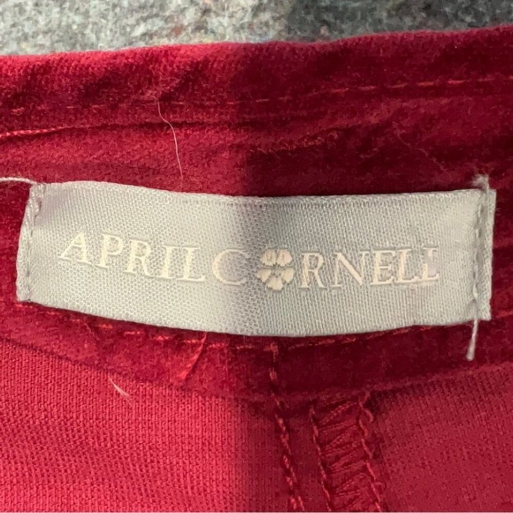 NWT April Cornell Burgundy Corduroy Hepburn Velvet Pant Belted Pants XXL - Picture 3 of 4